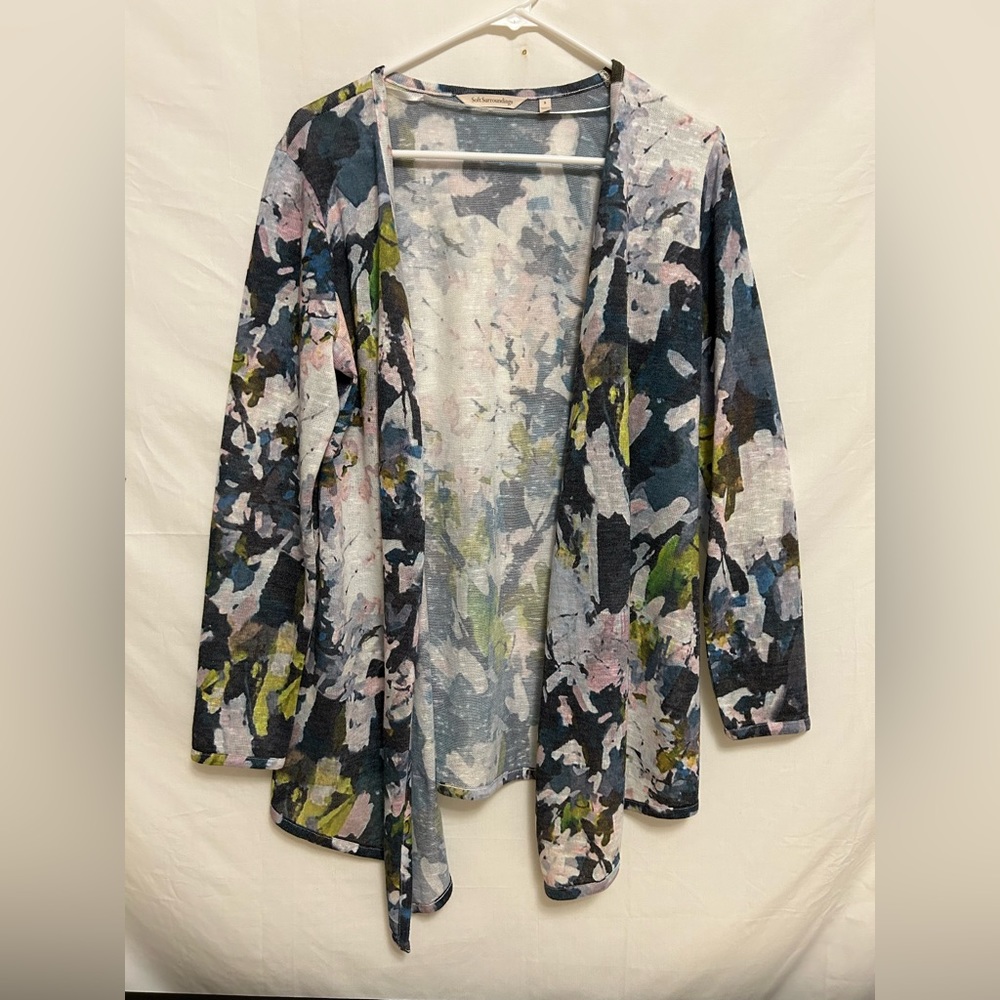 Soft Surroundings Open Floral Flowy Cardigan Size Small